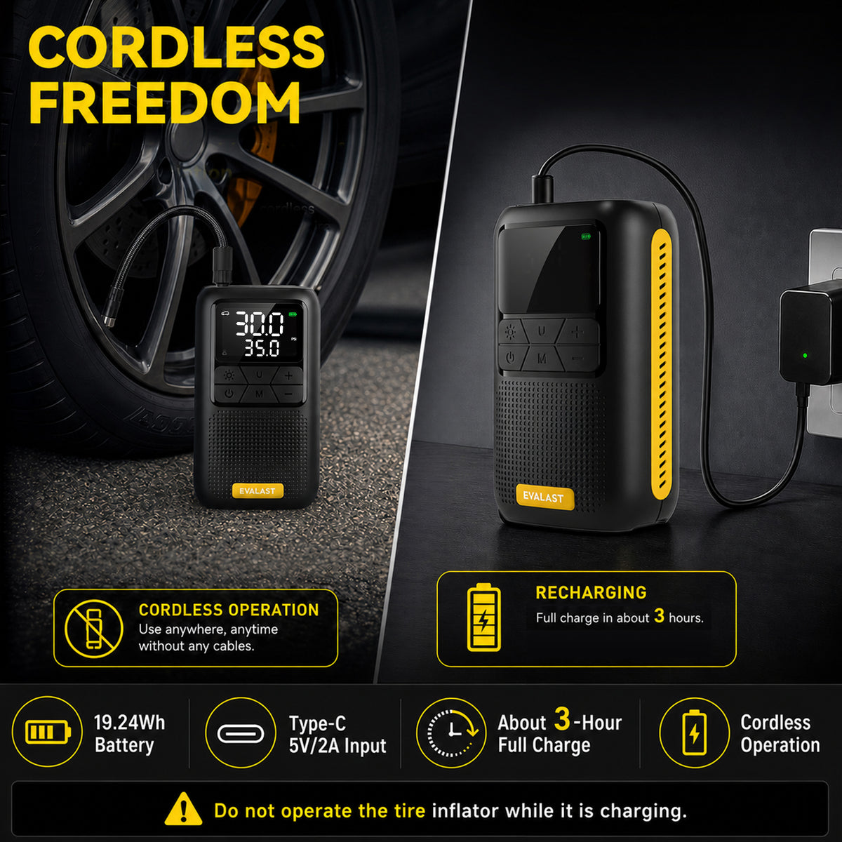 Compact 150 PSI Cordless Tire Inflator